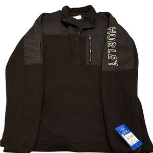 Hurley Polar Fleece Half-Zip Pullover Jacket in Black. Men’s Size Small NWT